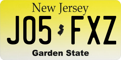 NJ license plate J05FXZ