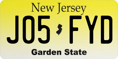 NJ license plate J05FYD
