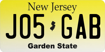 NJ license plate J05GAB