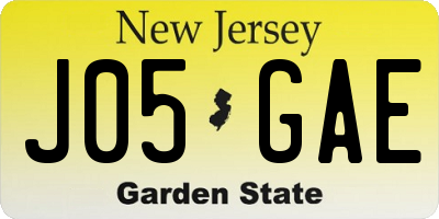 NJ license plate J05GAE