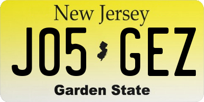 NJ license plate J05GEZ