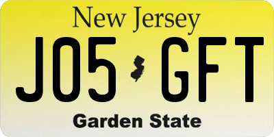 NJ license plate J05GFT