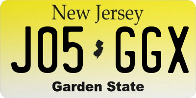 NJ license plate J05GGX