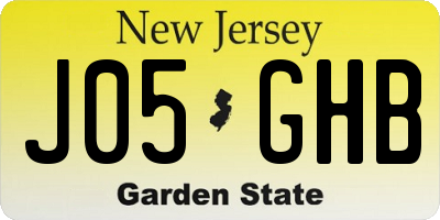 NJ license plate J05GHB