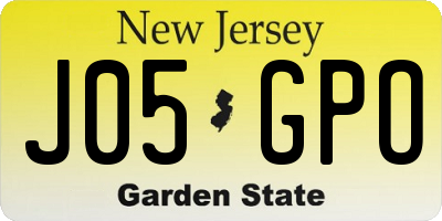 NJ license plate J05GPO
