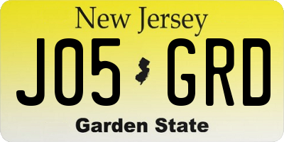 NJ license plate J05GRD