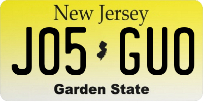NJ license plate J05GUO