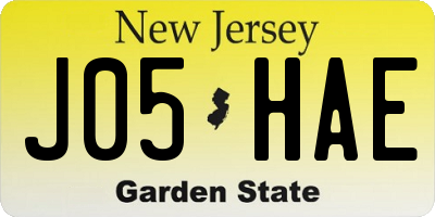 NJ license plate J05HAE