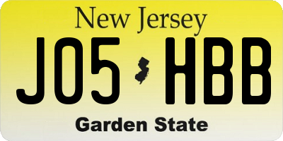 NJ license plate J05HBB