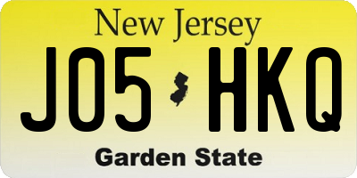NJ license plate J05HKQ