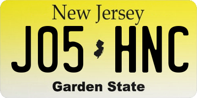 NJ license plate J05HNC