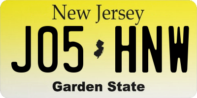 NJ license plate J05HNW