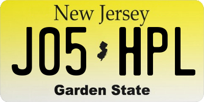 NJ license plate J05HPL