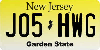 NJ license plate J05HWG