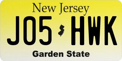 NJ license plate J05HWK