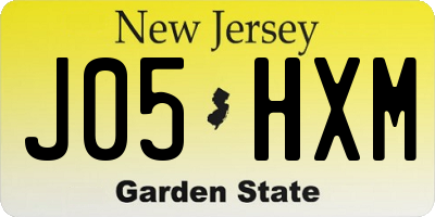 NJ license plate J05HXM