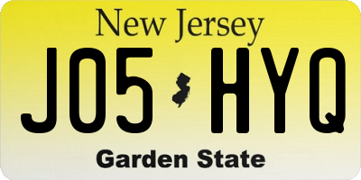 NJ license plate J05HYQ