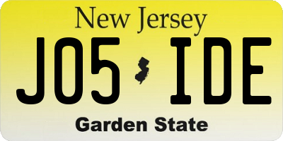 NJ license plate J05IDE