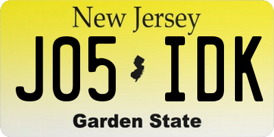 NJ license plate J05IDK