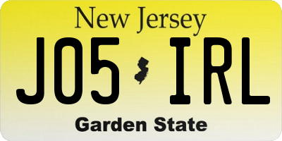 NJ license plate J05IRL
