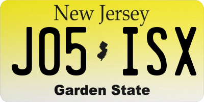 NJ license plate J05ISX