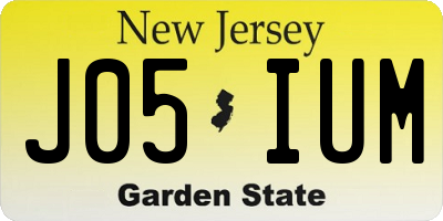 NJ license plate J05IUM