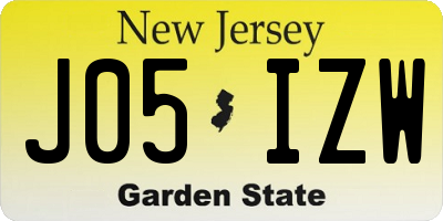 NJ license plate J05IZW