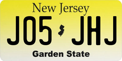 NJ license plate J05JHJ
