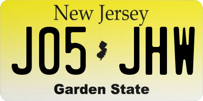 NJ license plate J05JHW