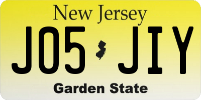 NJ license plate J05JIY