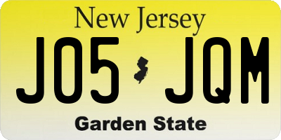 NJ license plate J05JQM