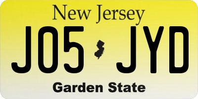 NJ license plate J05JYD