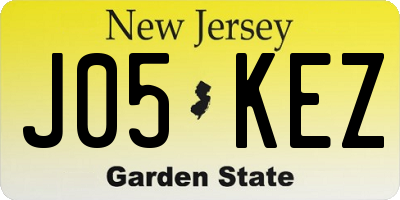 NJ license plate J05KEZ