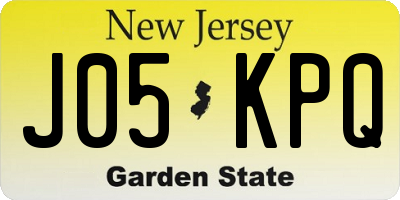 NJ license plate J05KPQ