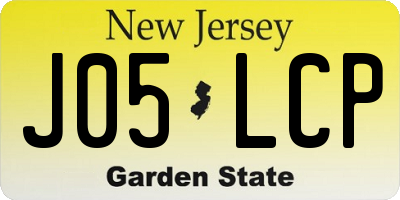 NJ license plate J05LCP