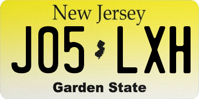 NJ license plate J05LXH