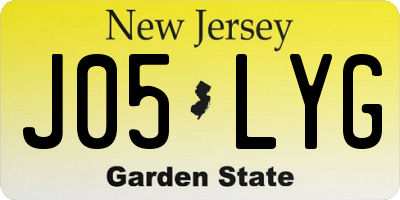 NJ license plate J05LYG
