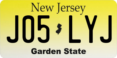 NJ license plate J05LYJ
