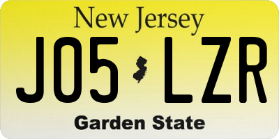 NJ license plate J05LZR