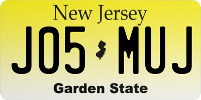 NJ license plate J05MUJ