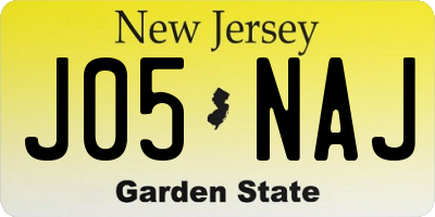 NJ license plate J05NAJ