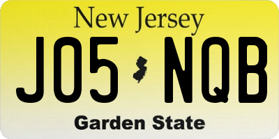 NJ license plate J05NQB