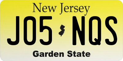 NJ license plate J05NQS