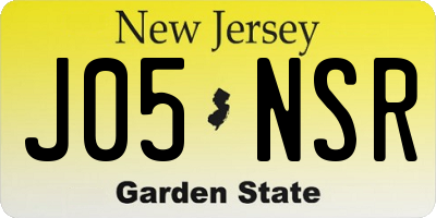 NJ license plate J05NSR
