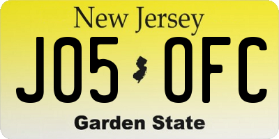 NJ license plate J05OFC