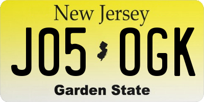 NJ license plate J05OGK