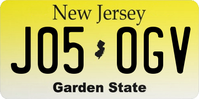 NJ license plate J05OGV