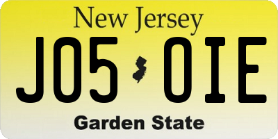 NJ license plate J05OIE