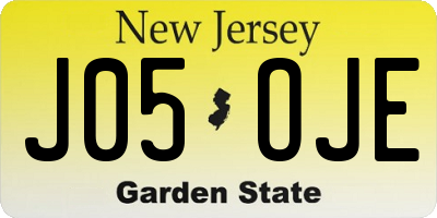 NJ license plate J05OJE