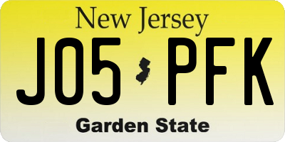 NJ license plate J05PFK